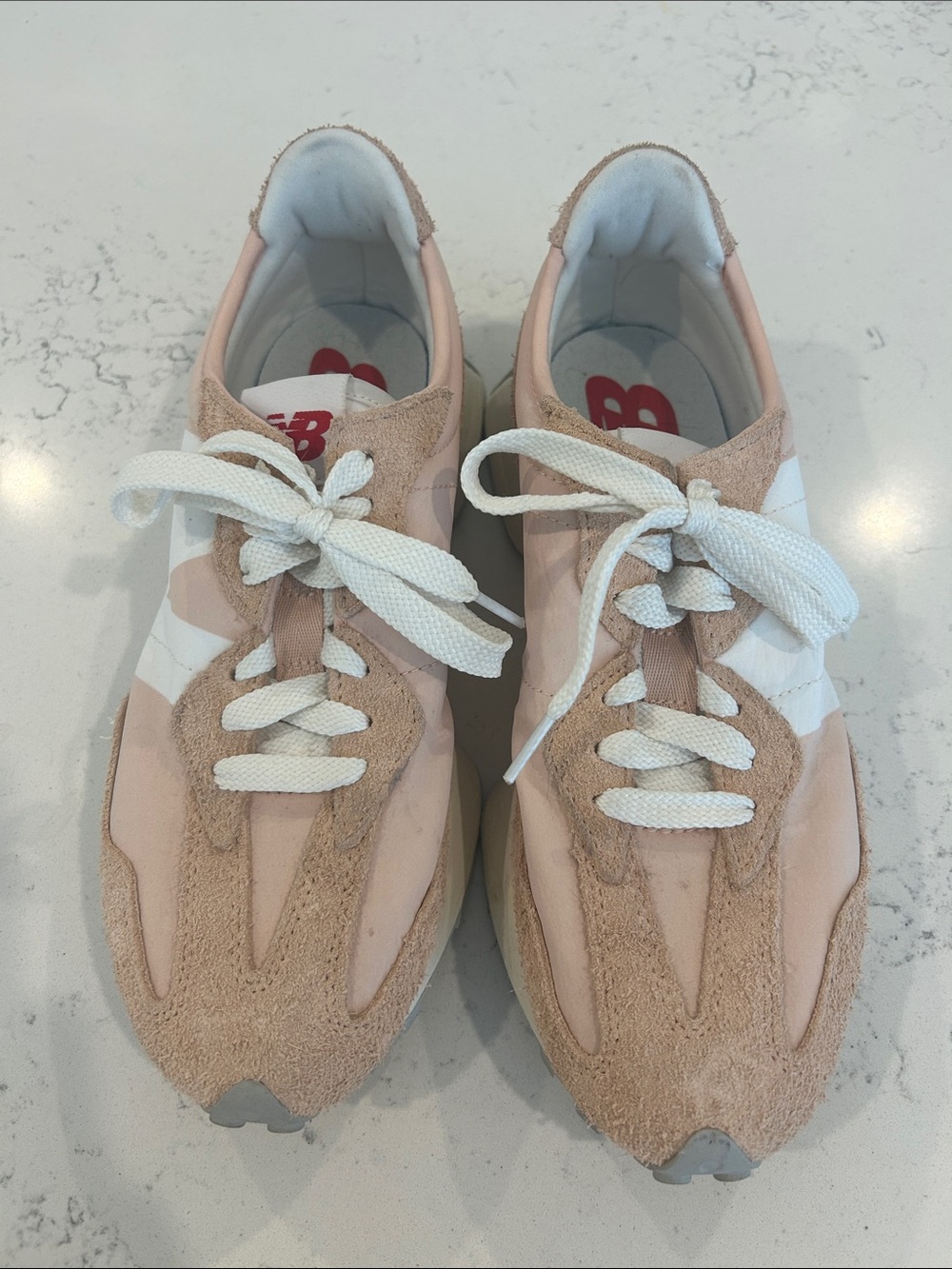 New Balance Women's size 10 Blush Pink & White Retro Runner Sneakers